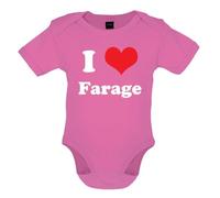 Dressdown I Love Farage - Organic Babygrow/Body Suit - Bubble Gum Pink - 3-6 Months
