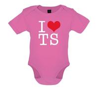 Dressdown I Love Heart TS - Organic Babygrow/Body Suit - Bubble Gum Pink - 12-18 Months