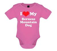 Dressdown I Love My Bernese Mountain Dog - Organic Babygrow/Body suit - Bubble Gum Pink - 3-6 Months