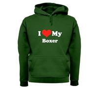 Dressdown I Love My Boxer (Dog) - Unisex Premium Hoodie/Hooded Top - Bottle Green - Medium