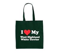 Dressdown I Love My West Highland White Terrier - 100% Cotton Tote Bag - Bottle Green - One Size