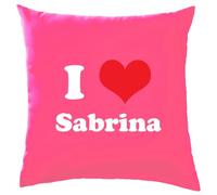 Dressdown I Love Sabrina - Cushion/Pillow (with Insert) - 41 x 41cm (16)" - Pink - One Size