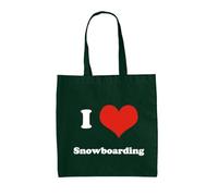 Dressdown I Love Snowboarding - 100% Cotton Tote Bag - Bottle Green - One Size