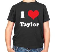 Dressdown I Love Taylor - Childrens/Kids Crewneck T-Shirt - Black - XL (12-14 Years)