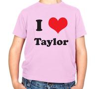 Dressdown I Love Taylor - Childrens/Kids Crewneck T-Shirt - Light Pink - S (5-6 Years)