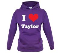 Dressdown I Love Taylor - Childrens/Kids Pullover Hoodie - Purple - 9-11 Years