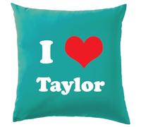 Dressdown I Love Taylor - Cushion/Pillow (with Insert) - 41 x 41cm (16)" - Turquoise - One Size