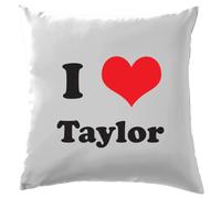 Dressdown I Love Taylor - Cushion/Pillow (with Insert) - 41 x 41cm (16)" - White - One Size