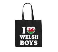 Dressdown I Love Welsh Boys - 100% Cotton Tote Bag - Black - One Size