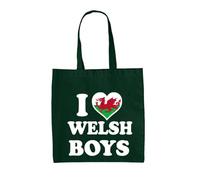 Dressdown I Love Welsh Boys - 100% Cotton Tote Bag - Bottle Green - One Size
