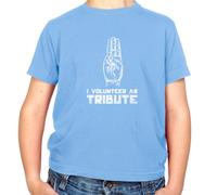 Dressdown I Volunteer As Tribute - Childrens/Kids Crewneck T-Shirt - Light Blue - L (9-11 Years)