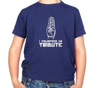 Dressdown I Volunteer As Tribute - Childrens/Kids Crewneck T-Shirt - Navy - L (9-11 Years)