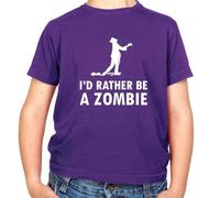 Dressdown I'd Rather Be A Zombie - Childrens/Kids Crewneck T-Shirt - Purple - XS (3-4 Years)
