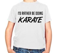 Dressdown I'd Rather Be Doing Karate - Childrens/Kids Crewneck T-Shirt - White - M (7-8 Years)