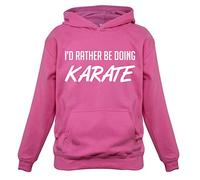 Dressdown I'd Rather Be Doing Karate - Childrens/Kids Pullover Hoodie - Candyfloss Pink - L (7-8 Years)