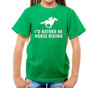 Dressdown I'd Rather Be Horse Riding - Childrens/Kids Crewneck T-Shirt - Irish Green - L (9-11 Years)