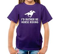 Dressdown I'd Rather Be Horse Riding - Childrens/Kids Crewneck T-Shirt - Purple - M (7-8 Years)