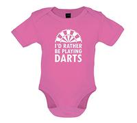 Dressdown I'd Rather Be Playing Darts - Organic Babygrow/Body Suit - Bubble Gum Pink - 0-3 Months