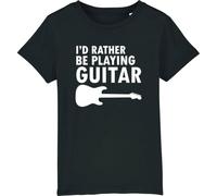 Dressdown I'd Rather Be Playing Guitar - Childrens/Kids 100% Organic Cotton T-Shirt - Black - 12-13 Years