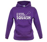 Dressdown I'd Rather Be Playing Squash - Childrens/Kids Pullover Hoodie - Purple - XXL (12-13 Years)