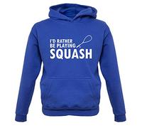 Dressdown I'd Rather Be Playing Squash - Childrens/Kids Pullover Hoodie - Royal Blue - XL (9-11 Years)
