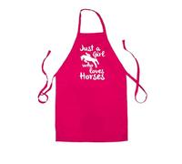 Dressdown I'm Just A Girl Who Loves Horses - Kids/Childrens Unisex Apron - Hot Pink - 7-10 Years