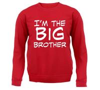Dressdown I'm The Big Brother - Kids/Childrens Crewneck Jumper - Fire Red - S (3-4 Years)