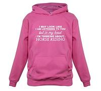 Dressdown in My Head I'm Horse Riding - Childrens/Kids Pullover Hoodie - Candyfloss Pink - XXL (12-13 Years)