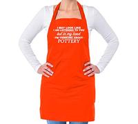 Dressdown In My Head I'm Pottery - Unisex Adult Kitchen/BBQ Apron - Orange - One Size