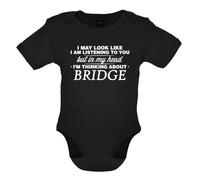 Dressdown In My Head I'm Thinking About Bridge - Organic Babygrow/Body suit - Black - 3-6 Months