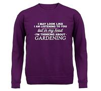 Dressdown In My Head I'm Thinking About Gardening - Unisex Crewneck Sweater/Jumper - Purple - Small