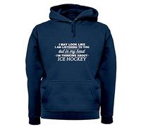 Dressdown In My Head I'm Thinking About Ice Hockey - Unisex Premium Hoodie/Hooded Top - Oxford Navy - XXL