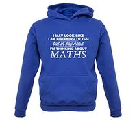 Dressdown in My Head I'm Thinking About Maths - Childrens/Kids Pullover Hoodie - Royal Blue - XXL (12-13 Years)