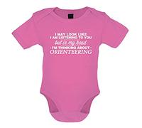 Dressdown In My Head I'm Thinking About Orienteering - Organic Babygrow/Body suit - Bubble Gum Pink - 3-6 Months
