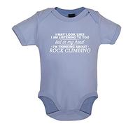 Dressdown In My Head I'm Thinking About Rock Climbing - Organic Babygrow/Body suit - Dusty Blue - 6-12 Months