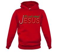 Dressdown It's All About Jesus - Childrens/Kids Pullover Hoodie - Fire Red - 1-2 Years