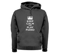 Dressdown Keep Calm and Play Piano - Unisex Premium Hoodie/Hooded Top - Charcoal - Medium