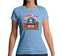 Dressdown Larry The Cat for Prime Minister - Womens Crewneck T-Shirt - Light Blue - Medium