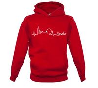 Dressdown London Skyline Heartbeat - Childrens/Kids Pullover Hoodie - Fire Red - 5-6 Years