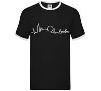 Dressdown London Skyline Heartbeat - Mens Contrast Ringer T-Shirt - Black/White - XL
