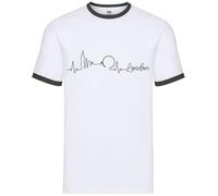 Dressdown London Skyline Heartbeat - Mens Contrast Ringer T-Shirt - White/Black - Large