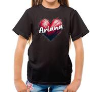 Dressdown Love Heart Ariana - Childrens/Kids Crewneck T-Shirt - Black - L (9-11 Years)