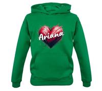 Dressdown Love Heart Ariana - Childrens/Kids Pullover Hoodie - Kelly Green - 12-13 Years