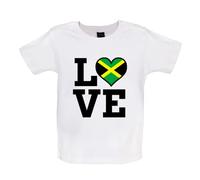 Dressdown Love Jamaica Flag Heart - Organic Baby/Toddler T-Shirt - White - 3-6 Months