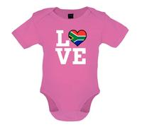 Dressdown Love South Africa Flag - Organic Babygrow/Body suit - Bubble Gum Pink - 3-6 Months