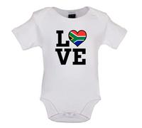 Dressdown Love South Africa Flag - Organic Babygrow/Body suit - White - 0-3 Months