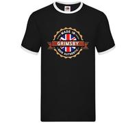 Dressdown Made in Grimsby 100% Authentic - Mens Contrast Ringer T-Shirt - Black/White - XL