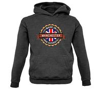 Dressdown Made in Manchester 100% Authentic Flag - Childrens/Kids Pullover Hoodie - Charcoal - 9-11 Years