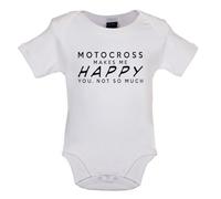 Dressdown Motocross Makes Me Happy You, Not So Much - Organic Babygrow/Body suit - White - 12-18 Months