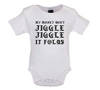 Dressdown My Money Don't Jiggle Jiggle It Folds - Organic Babygrow/Body suit - White - 0-3 Months